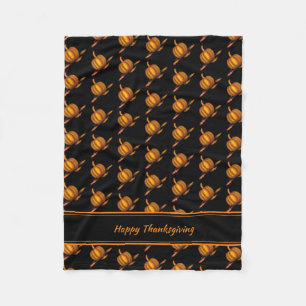 Aangepaste HAPPY THANKSGIVING Pumpkin Fleece Deken