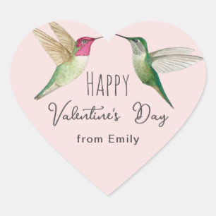 Aangepaste Happy Valentine's Day Hummingbirds Hart Sticker