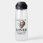 Aangepaste hart foto Bijbelvers christelijk  Waterfles (Achterkant)