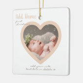 Aangepaste Hart Foto Script Baby Meisje 1e Kerstmi Keramisch Ornament (Links)