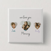 Aangepaste Hart Foto's Button voor Mam (Voorkant)