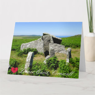 Aangepaste hart Zennor Quoit megaliet foto Cornwal Kaart