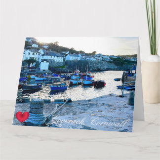 Aangepaste hartdekking Harbour Dusk Cornwall Foto Kaart