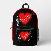 Aangepaste harten en Muzieknoten Bedrukte Rugzak (Voorkant)