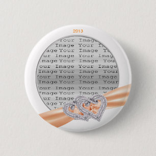 Aangepaste harten Tangerine Ribbon Button