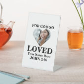 Aangepaste hartfoto Christelijke Bijbel Verse John Reclamebord Met Voetstuk (Insitu)