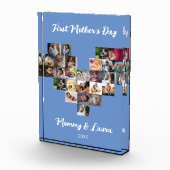 Aangepaste hartfoto Collage eerste Moederdag blauw Fotoblokken (Rechts)