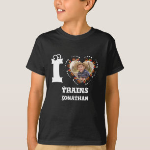 Aangepaste hartfoto van de trein Ik hou van treine T-shirt