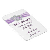 Aangepaste Hartjes Lavendel Lint Save The Date Mag Magneet (Rechterzijde)