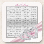 Aangepaste hartpasteelroze lint-Onderzetters Onderzetter (Voorkant)