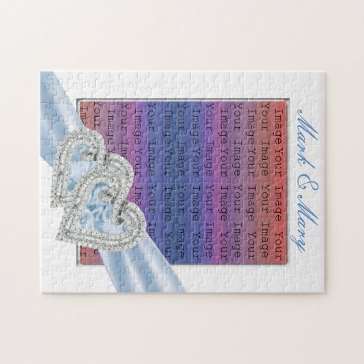 Aangepaste hartslag Ice Blue Ribbon Puzzle Legpuzzel (Horizontaal)