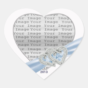 Aangepaste hartslag Ice Blue Ribbon-stickers Hart Sticker