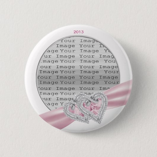 Aangepaste hartslag Pastel roze lint Button (Voorkant)