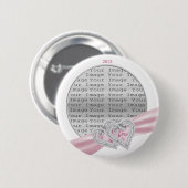 Aangepaste hartslag Pastel roze lint Button (Voorkant /achterkant)