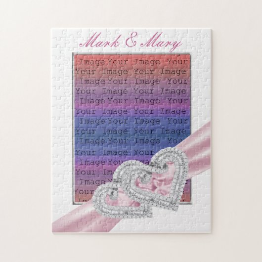 Aangepaste hartslag roze roze lint puzzel legpuzzel (Verticaal)