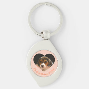 Aangepaste hartvormige Pet Photo & Name Sleutelhan Sleutelhanger