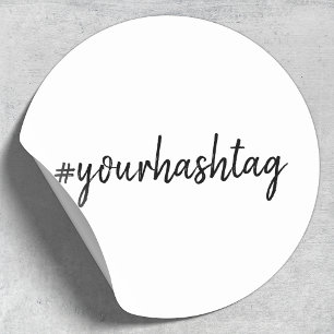 Aangepaste hashtag   Modern minimalistisch stijlvo Ronde Sticker