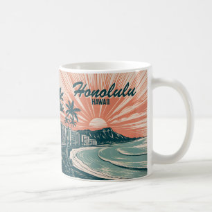 Aangepaste Hawaii Honolulu Waikiki Beach Retro Rei Koffiemok