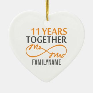 Aangepaste heer en mevrouw 11e Jubileum Keramisch Ornament