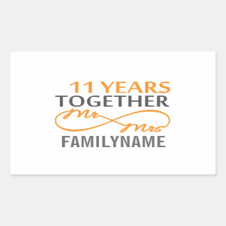 Aangepaste heer en mevrouw 11e Jubileum Rechthoekige Sticker