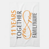 Aangepaste heer en mevrouw 11e Jubileum Theedoek (Verticaal)
