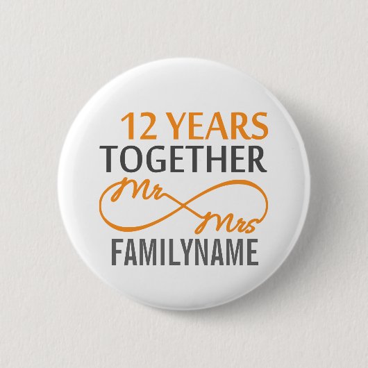 Aangepaste heer en mevrouw 12de Jubileum Ronde Button 5,7 Cm (Voorkant)