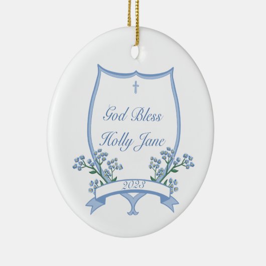 Aangepaste Heilige Doop Eerste Communie Bloemen Ba Keramisch Ornament (Rechts)