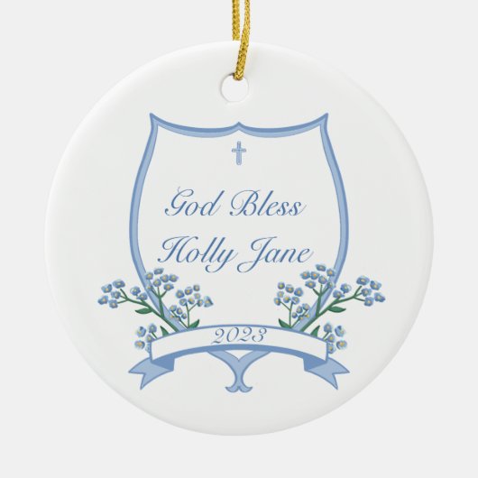 Aangepaste Heilige Doop Eerste Communie Bloemen Ba Keramisch Ornament (Voorkant)