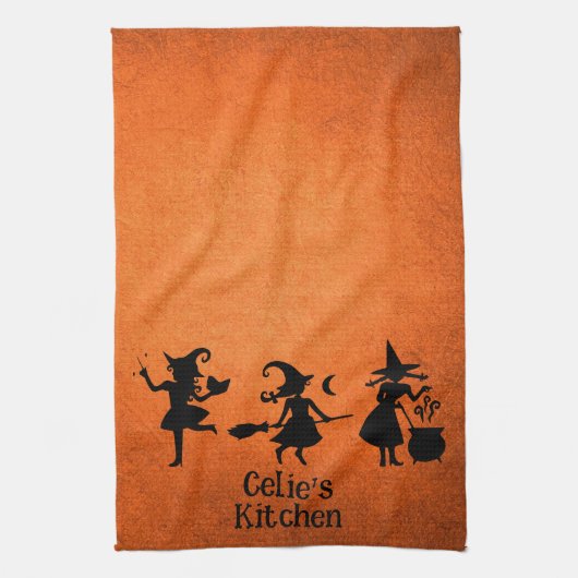 Aangepaste Heksen Halloween Herfst Grunge Keuken H Theedoek (Verticaal)