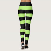 Aangepaste, heldere, groene en zwarte streep leggings (Achterkant)