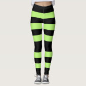 Aangepaste, heldere, groene en zwarte streep leggings (Voorkant)