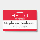 Aangepaste HELLO Mijn Naam Is Titel Badge (Voorzijde)