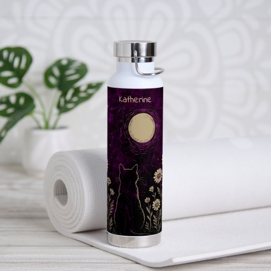 Aangepaste Hemelkat Bloemig Paars Waterfles (Yoga (Gedraaid) )