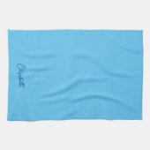 Aangepaste hemelsblauw effen kleur gekalligrafeerd theedoek (Horizontaal)