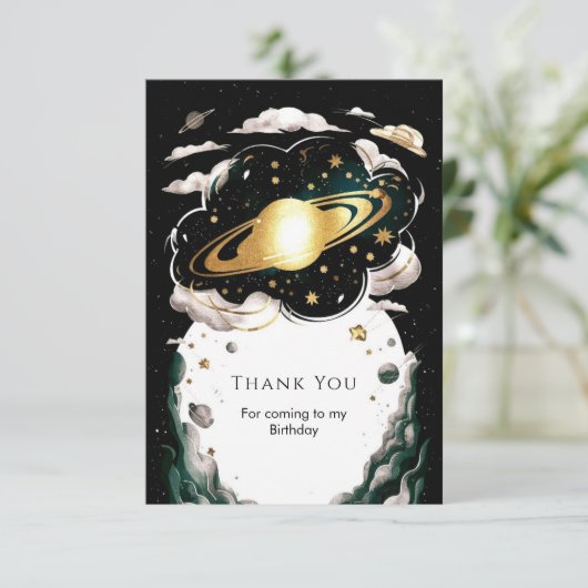 Aangepaste hemelse ruimte verjaardag bedankkaart (Staand voorkant)