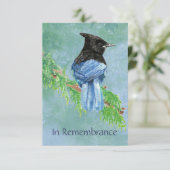 Aangepaste herdenkingsdienst nodigt Stellar Jay Bi Kaart (Staand voorkant)