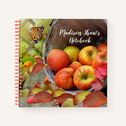 Aangepaste Herfst Apple Basket - tekst Notitieboek (Voorkant)