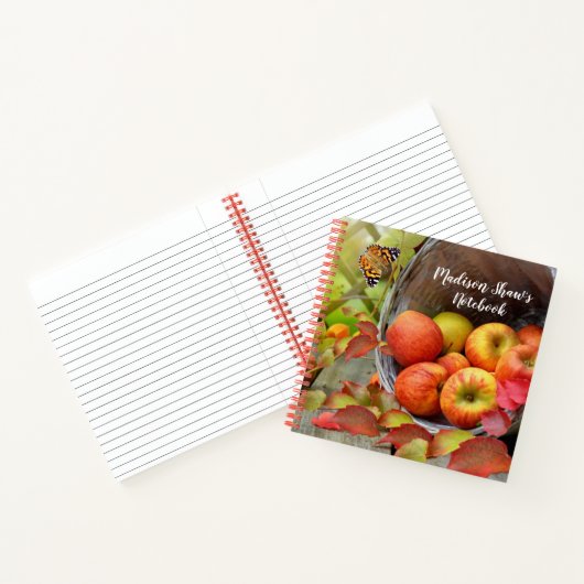 Aangepaste Herfst Apple Basket - tekst Notitieboek (Binnen)