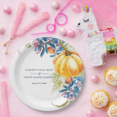 Aangepaste Herfst Bloemen Pompoen Bruiloft Papieren Bordje (Feest)