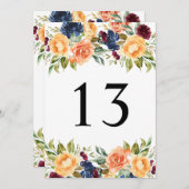 Aangepaste Herfst Bloemen Trouwtafel Nummer Kaarte Bedankkaart