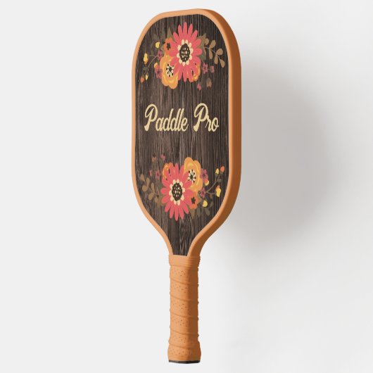 Aangepaste Herfst Floral op houten peddel Pro Pickleball Paddle (Links)