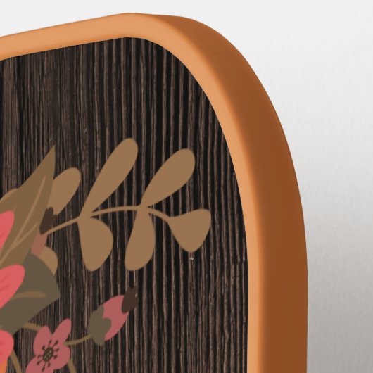 Aangepaste Herfst Floral op houten peddel Pro Pickleball Paddle (Links Detail)