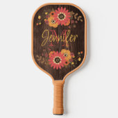 Aangepaste Herfst Floral op houten peddel Pro Pickleball Paddle (Achterkant)