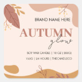 Aangepaste Herfst Kaarsetiket Sjabloon | herfstglo Vierkante Sticker (Voorkant)
