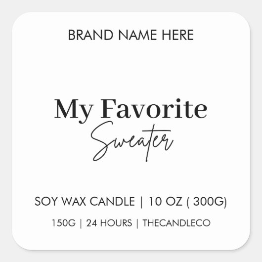 Aangepaste Herfst Kaarsetiket Sjabloon Vierkante Sticker (Voorkant)