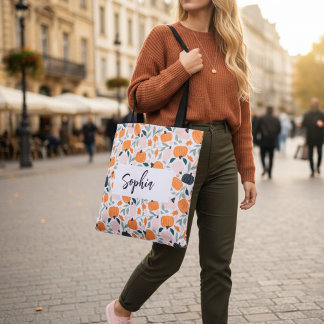 Aangepaste Herfst Pompoen Canvas tas met Naam