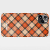 Aangepaste herfst pompoen Sinaasappel bruin tartan iPhone Hoesje (Achterkant horizontaal)
