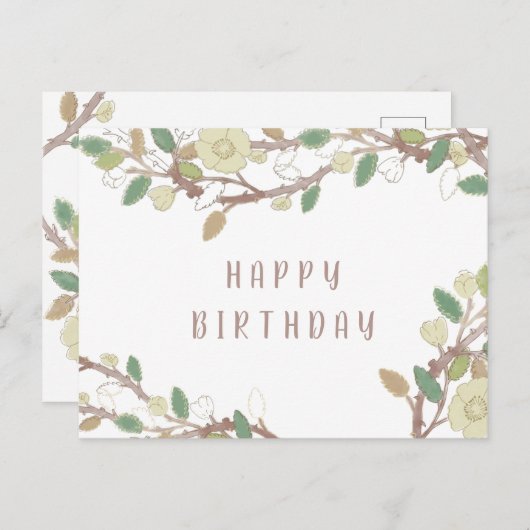 Aangepaste Herfst Tree Branch Happy Birthday Postc Briefkaart (Voorkant / Achterkant)