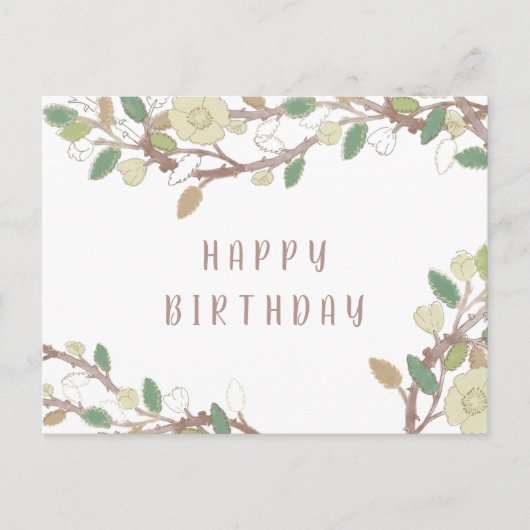 Aangepaste Herfst Tree Branch Happy Birthday Postc Briefkaart (Voorkant)