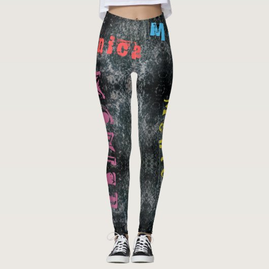 Aangepaste herhalende naambordjes leggings (Voorkant)